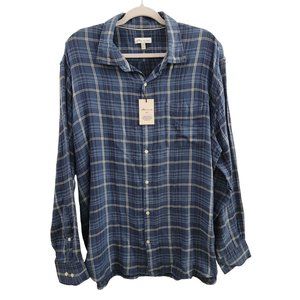 Peter Millar NWT Blue Shirt Plaid Button Longsleeve Cotton XXL 2xl